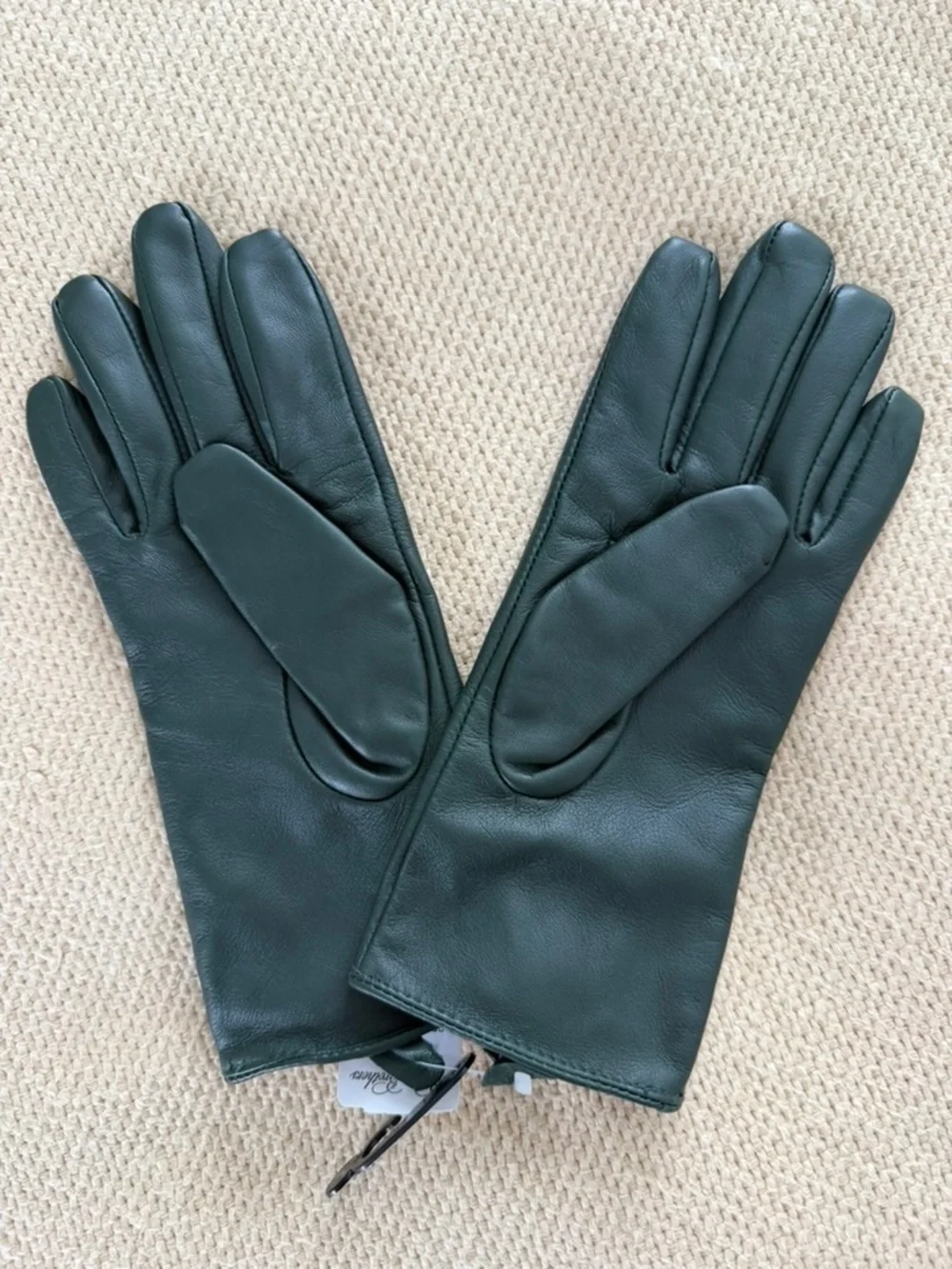 Brooks Brothers Womens Green Leather Gloves Size S 6.5 Bow Accent NWT